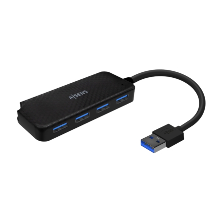 Aisens Hub USB 3.0, Tipo A/M-4XTIPO A/H, Negro, 15CM