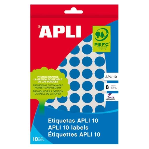 Apli Paq.1008 etiquetas escritura manual redondas 10mm azul