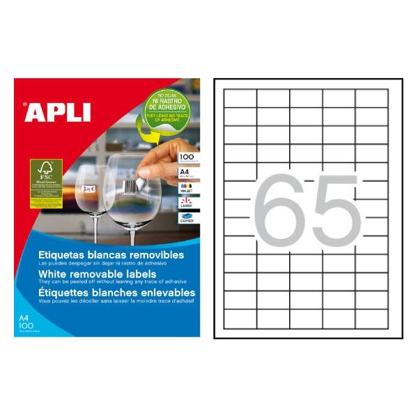 Apli Paq.6500 etiquetas removibles 38x21, 2mm