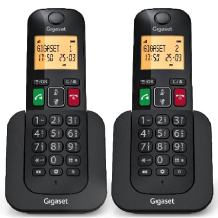 Teléfono Inalámbrico Gigaset Elemental 400 DUO/ Negro