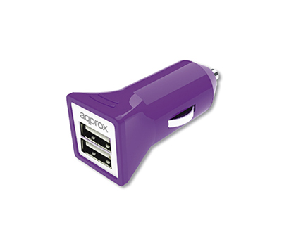 Approx Doble USB para Coche (Purpura)