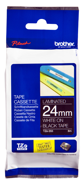 Brother Cinta laminada negro/blanco 24mm