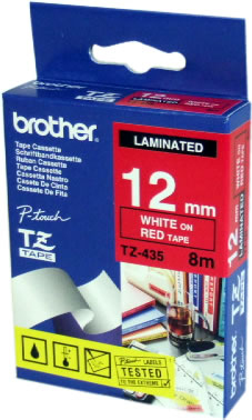 Brother Cinta laminada rojo/blanco 12mm