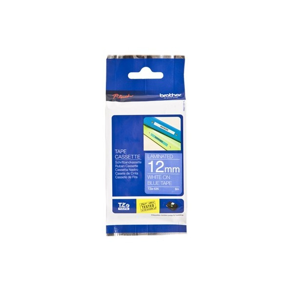 Brother Cinta laminada azul/blanco 12mm