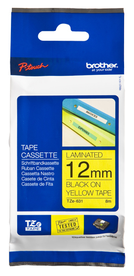 Brother Cinta laminada amarillo/negro 12mm