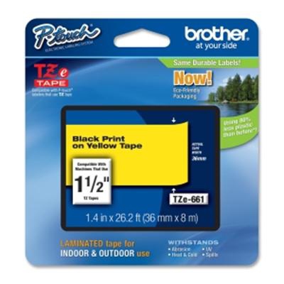 Brother Cinta laminada amarillo/ negro 36mm