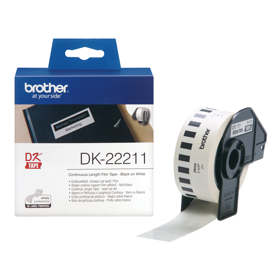 Brother Rollo de Pelicula Plastica Continua Blanca de 29mm x 15, 24m