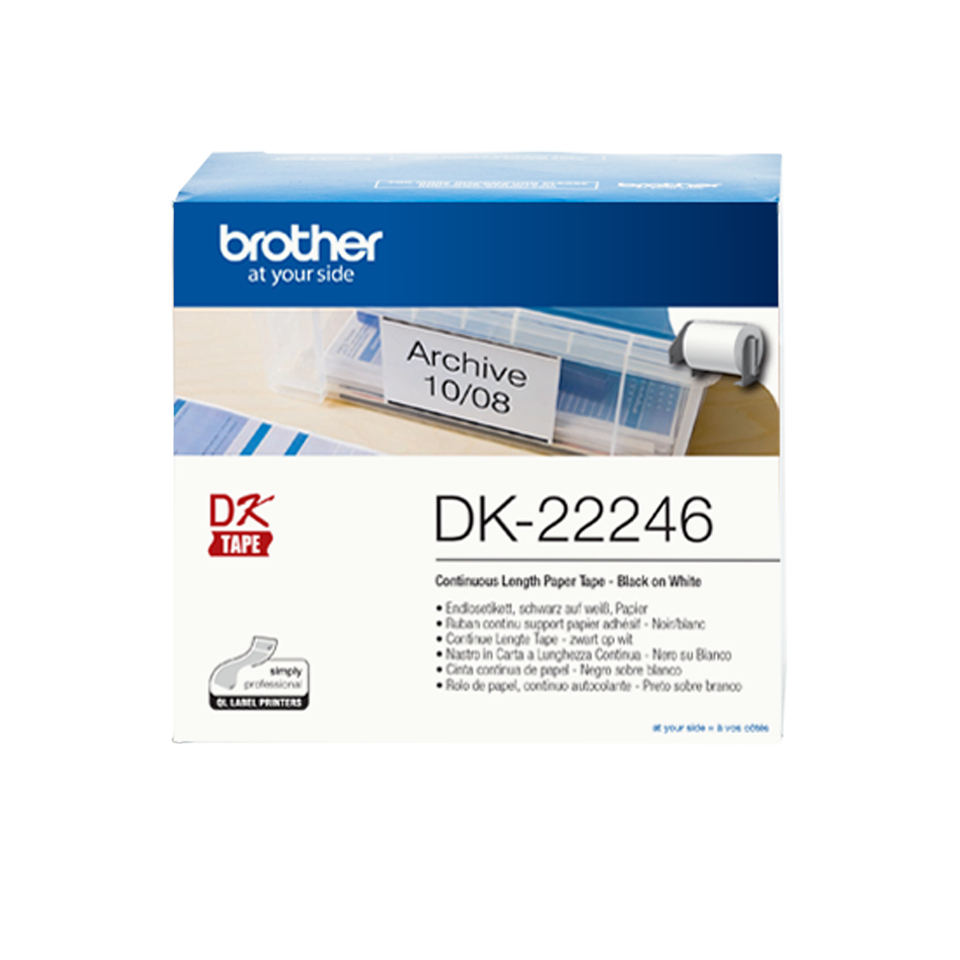 Brother Cinta continua adhesiva de papel termico (blanca). Ancho: 103 mm. Longitud: 30, 48 m