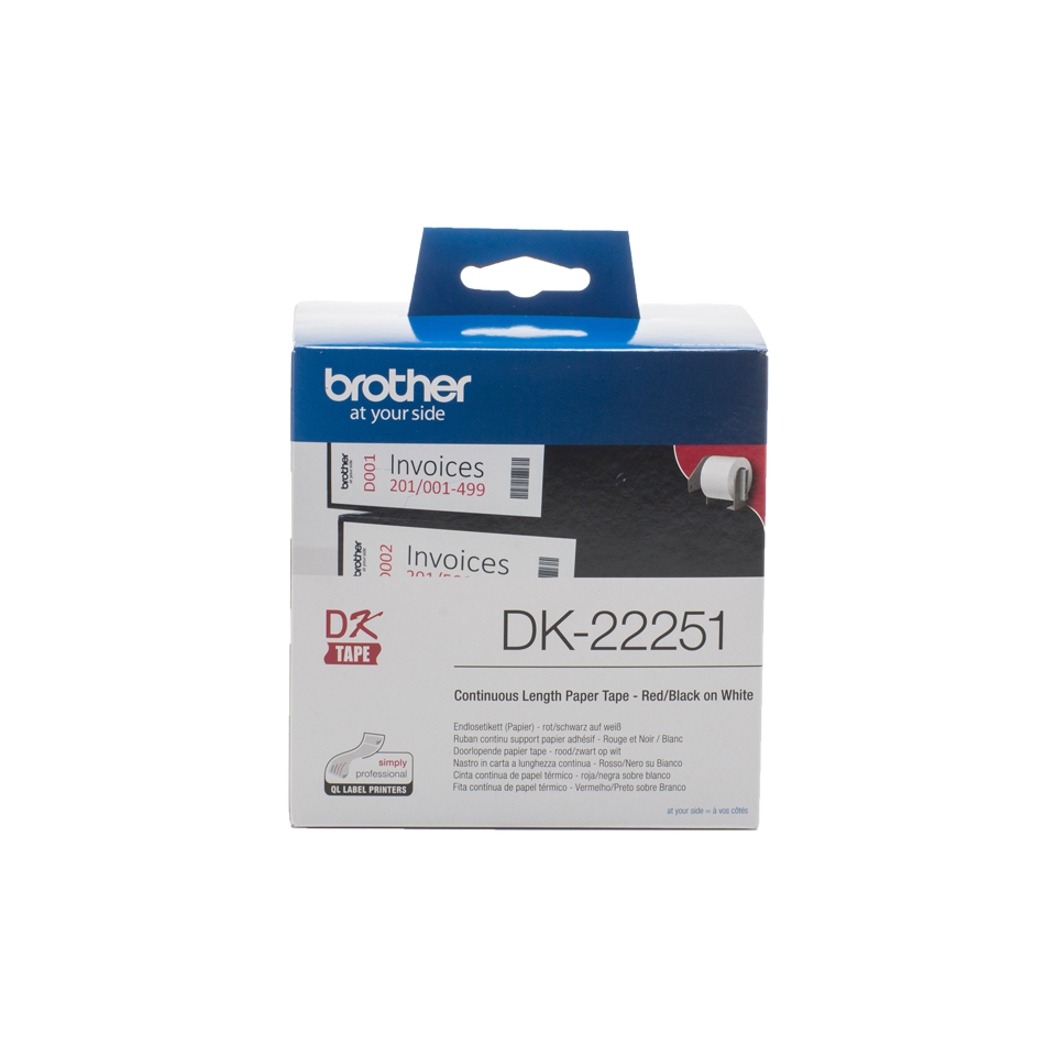 Brother Cinta continua de papel termico para impresion en negro y rojo 62 mm. x 15, 24 m
