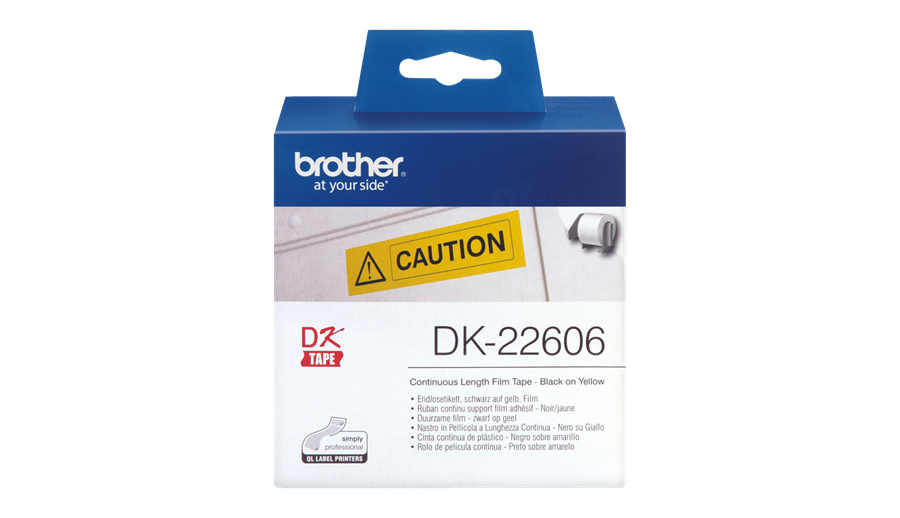 Brother Rollo de Pelicula Plastica Continua Amarilla de 62mm x 15, 24m
