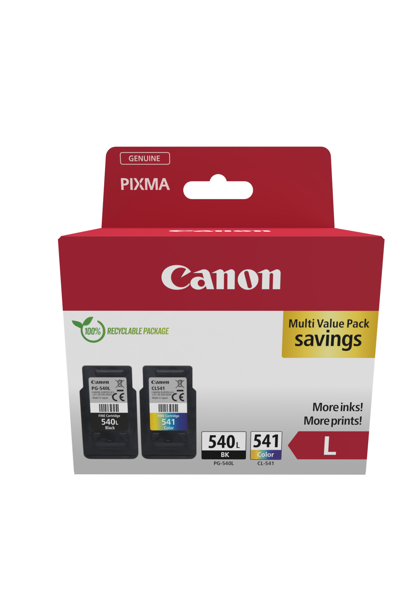 Canon Pack PG540L/CL541XL +50h glossy photo paper carton Sec con alarma