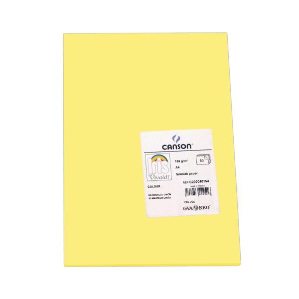 Canson Pack de 50 Cartulina 185g A4 amarillo limon