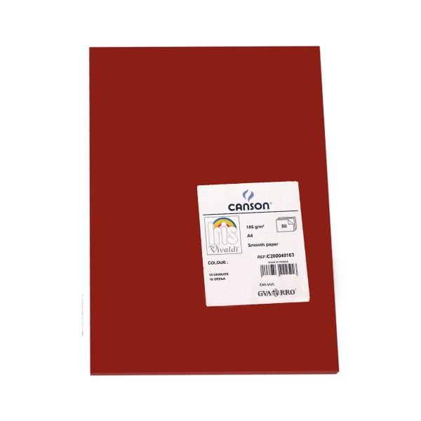 Canson Pack de 50 Cartulina 185g A4 granate