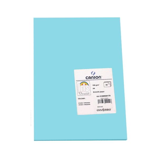 Canson Pack de 50 Cartulina 185g A4 azul turquesa