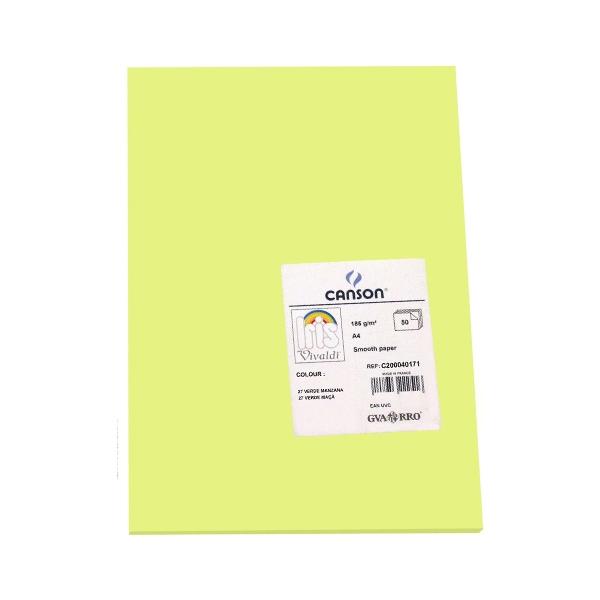 Canson Pack de 50 Cartulina 185g A4 verde manzana