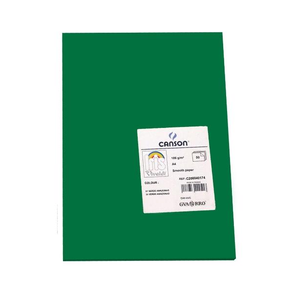 Canson Pack de 50 Cartulina 185g A4 verde amazonas