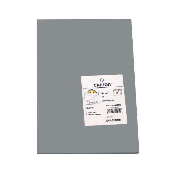 Canson Pack de 50 Cartulina 185g A4 gris plomo