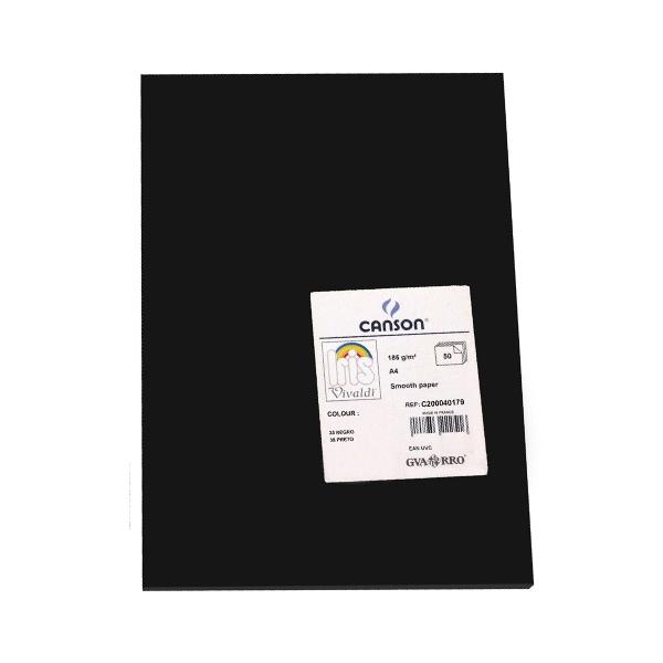 Canson Pack de 50 Cartulina 185g A4 negro