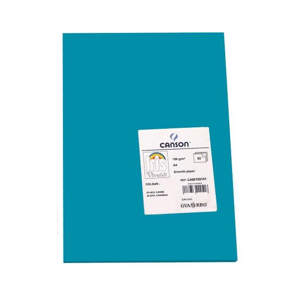 Canson Pack de 50 Cartulina 185g A4 azul caribe