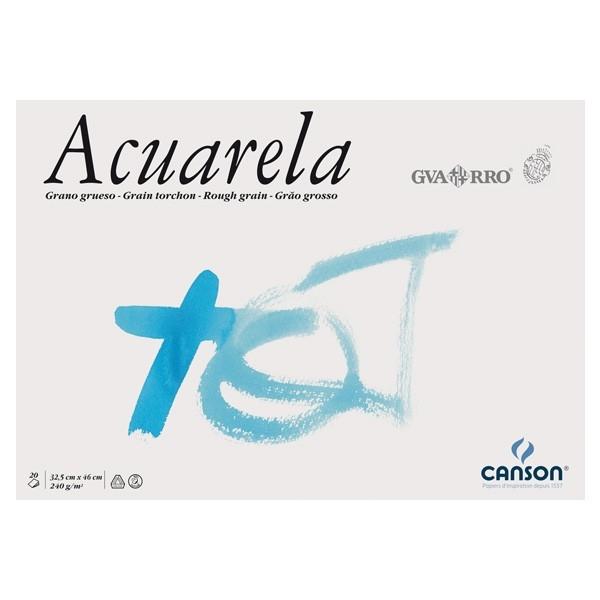 Canson Bloc Encolado Acuarela Gvarro 20H 240G 23X32, 5CM