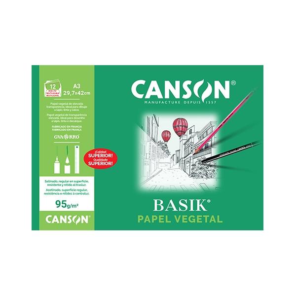 Canson PAQ.12 Laminas Papel Vegetal 90G A3
