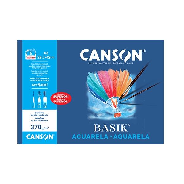Canson PAQ.6 Laminas Acuarela Basik 370G A3