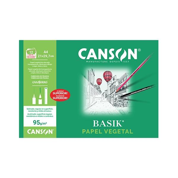 Canson PAQ.12 Laminas Papel Vegetal 90G A4
