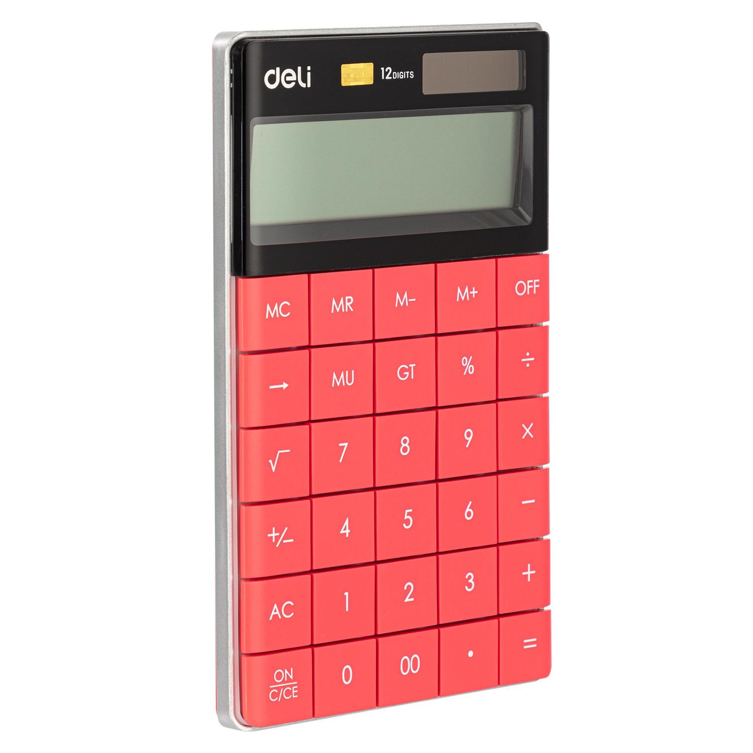 Deli Calculadora de sobremesa E1589 12 digitos rojo