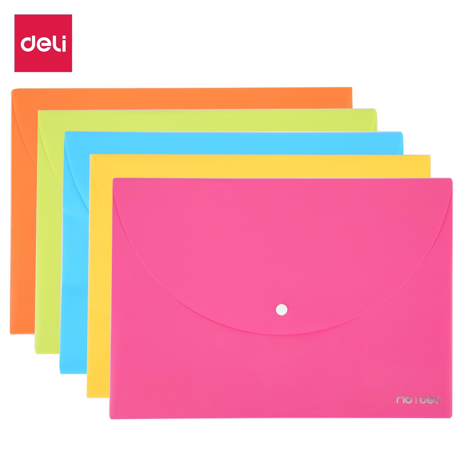 Deli Pack de 10 Sobre con broche Pp 300 micras A4 colores surtidos