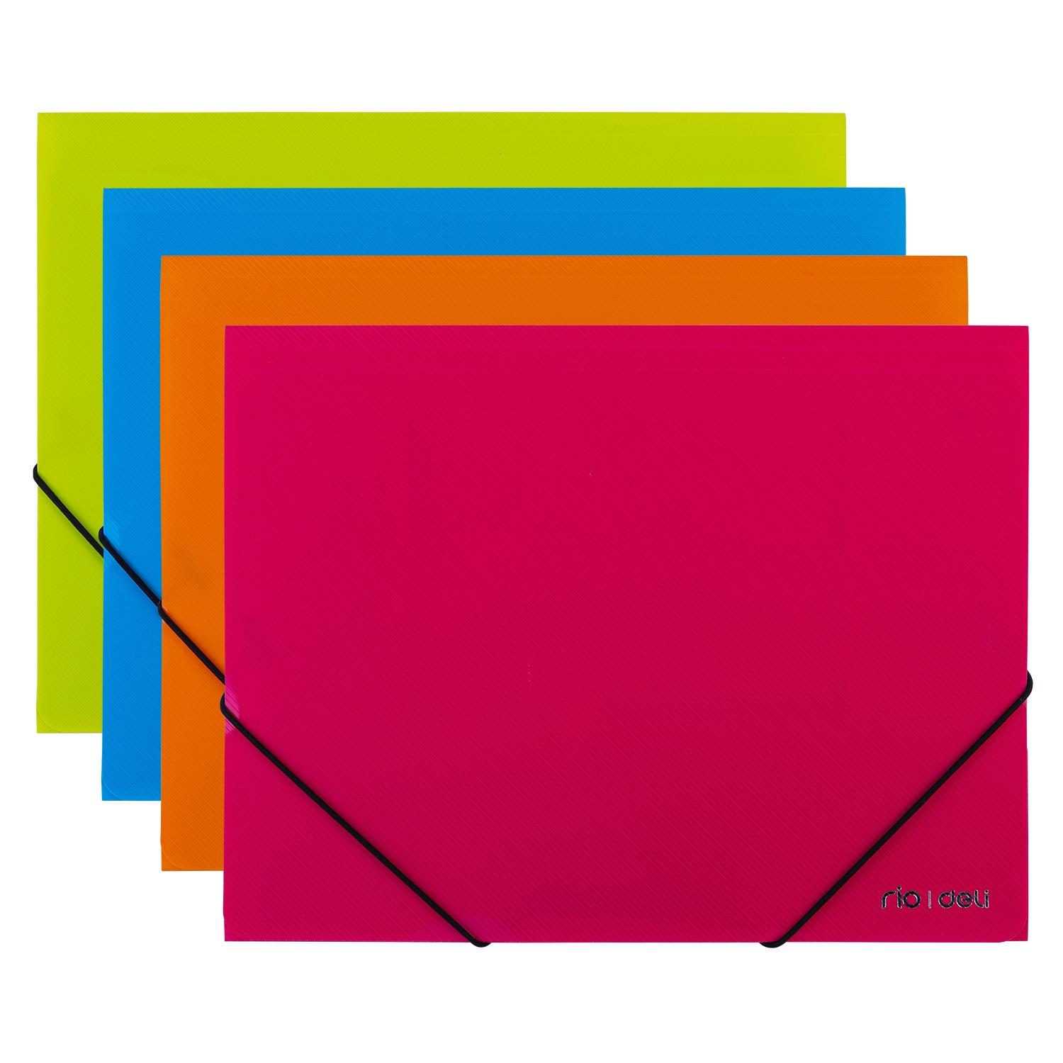 Deli Carpeta de gomas y 3 solapas Pp A4 colores translucidos surtidos