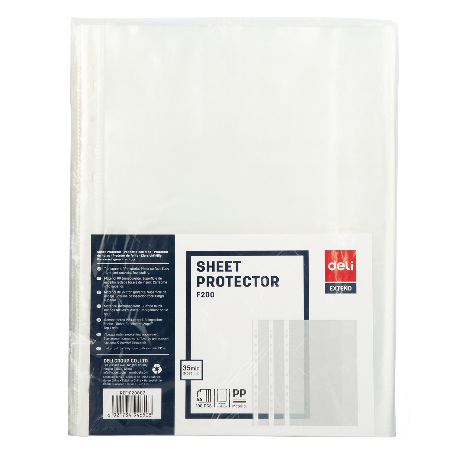 Deli C.100 fundas multitaladro Pp cristal 35 micras A4