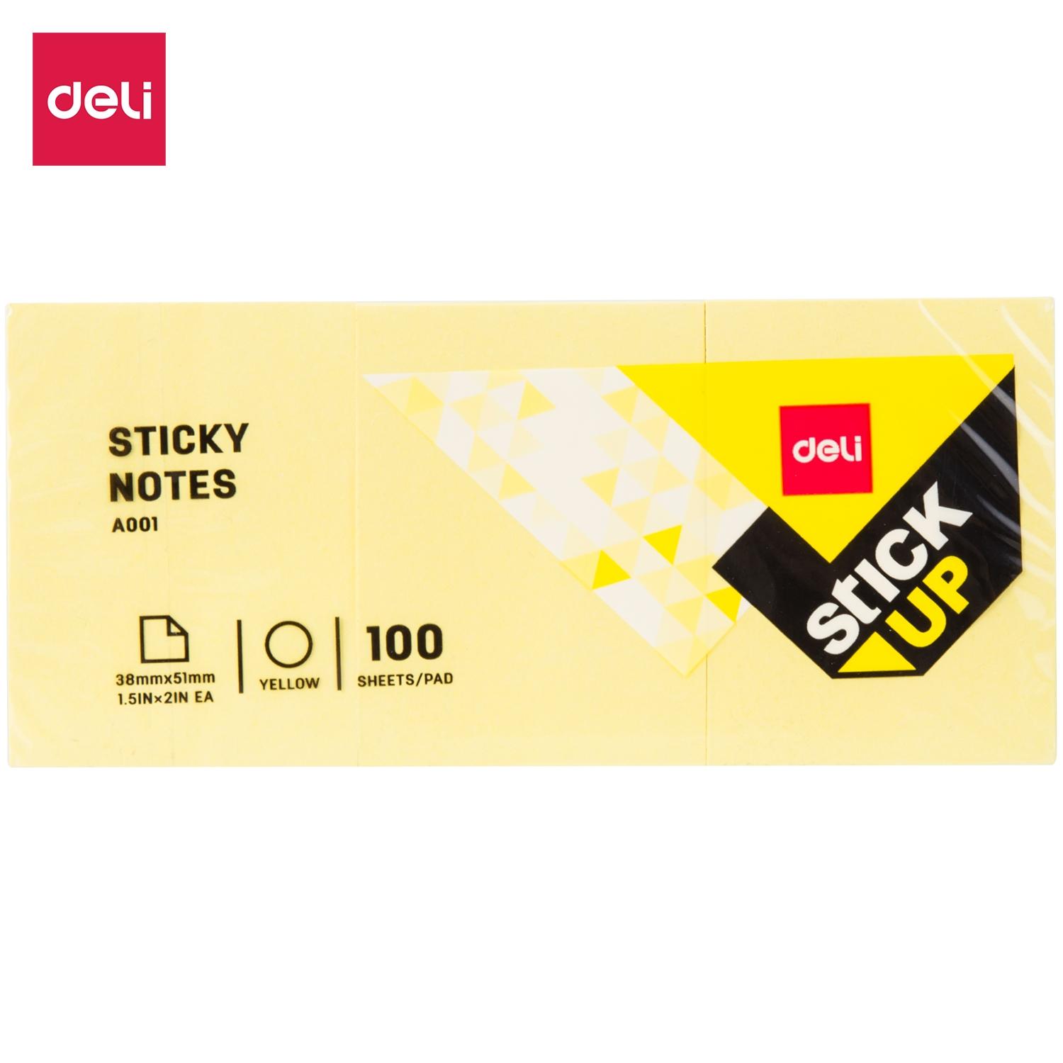 Deli Pack.3 Notas adhesivas 100h 38x51mm amarillo