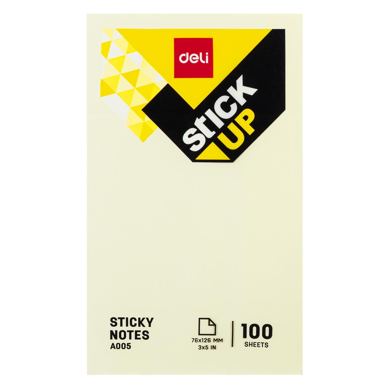 Deli Bloc notas adhesivas 100h 76x126mm amarillo