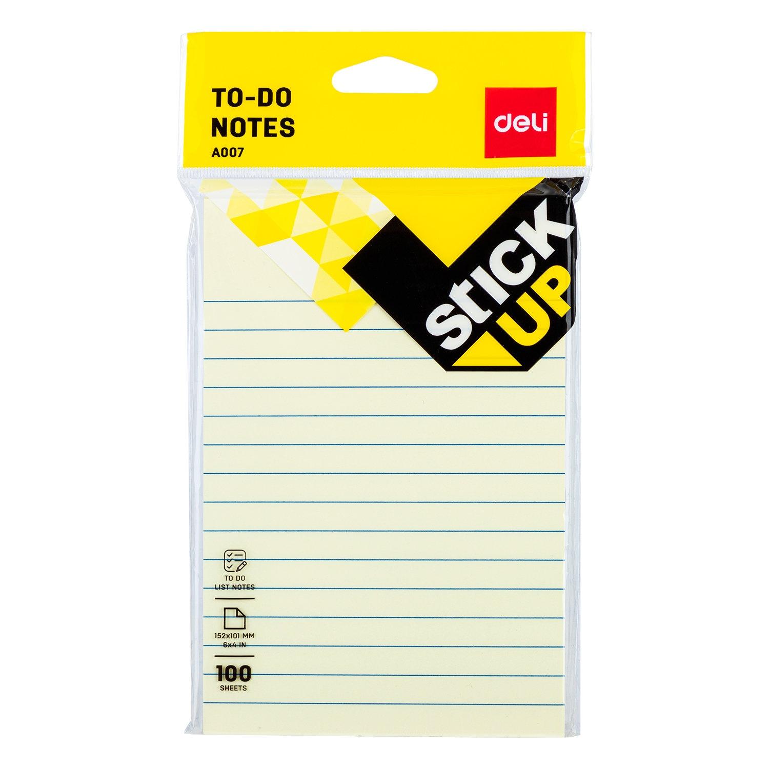 Deli Bloc 100h notas adhesivas rayadas 152x101mm amarillo