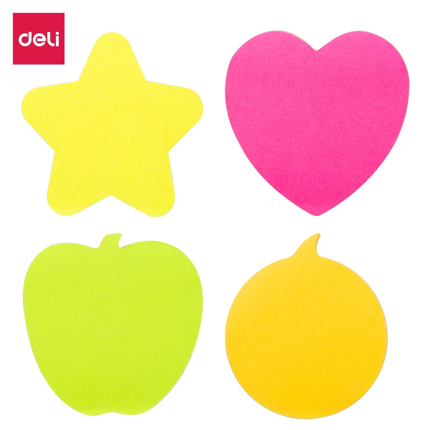 Deli Notas adhesivas con formas 4x20h 76x76mm colores surtidos neon