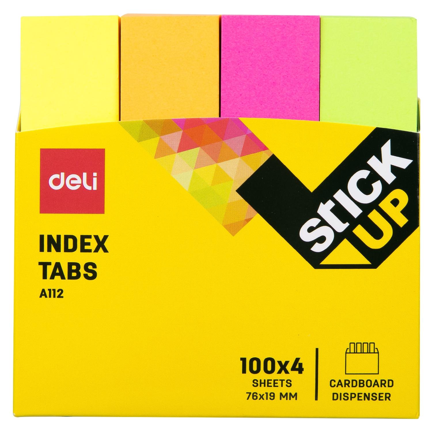 Deli indices adhesivos 4x100h 76x19mm colores surtidos neon