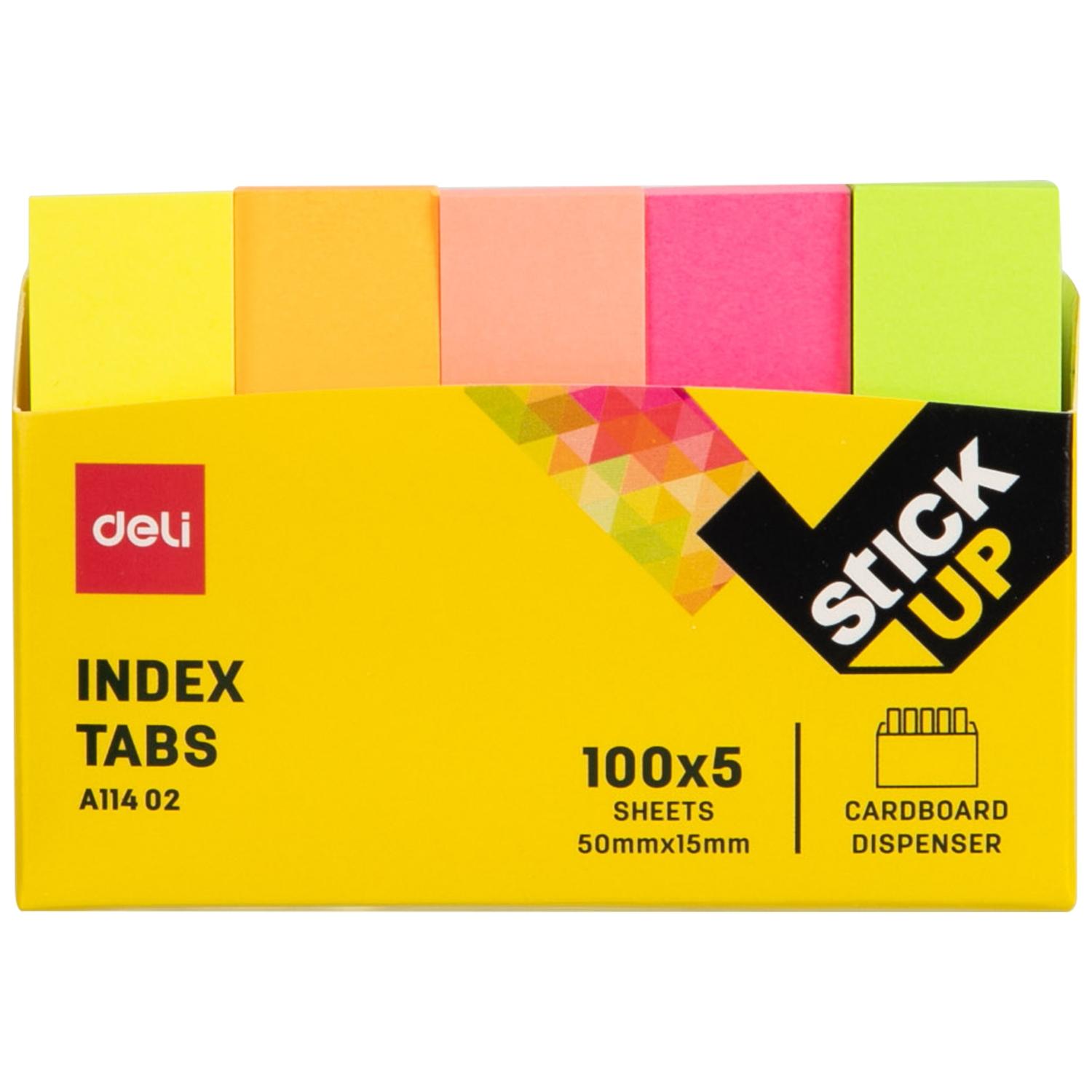 Deli Indices adhesivos 5x100h 50x12mm colores surtidos brillantes