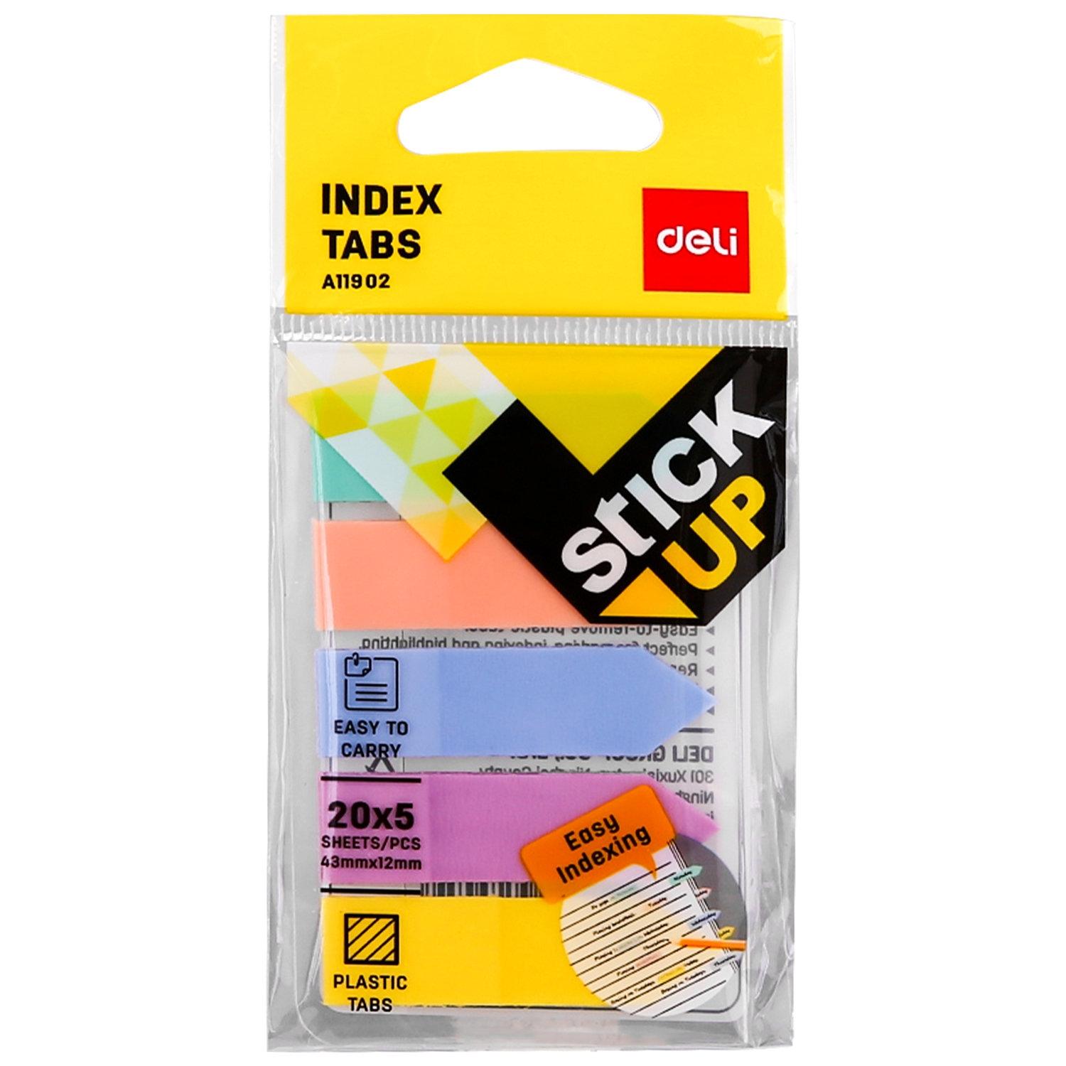 Deli Indices adhesivos de plastico 5x20h 43x12mm colores surtidos pastel
