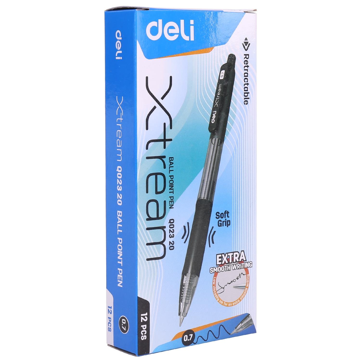 Deli boligrafo retractil Xtream agarre suave punta fina 0, 7mm negro