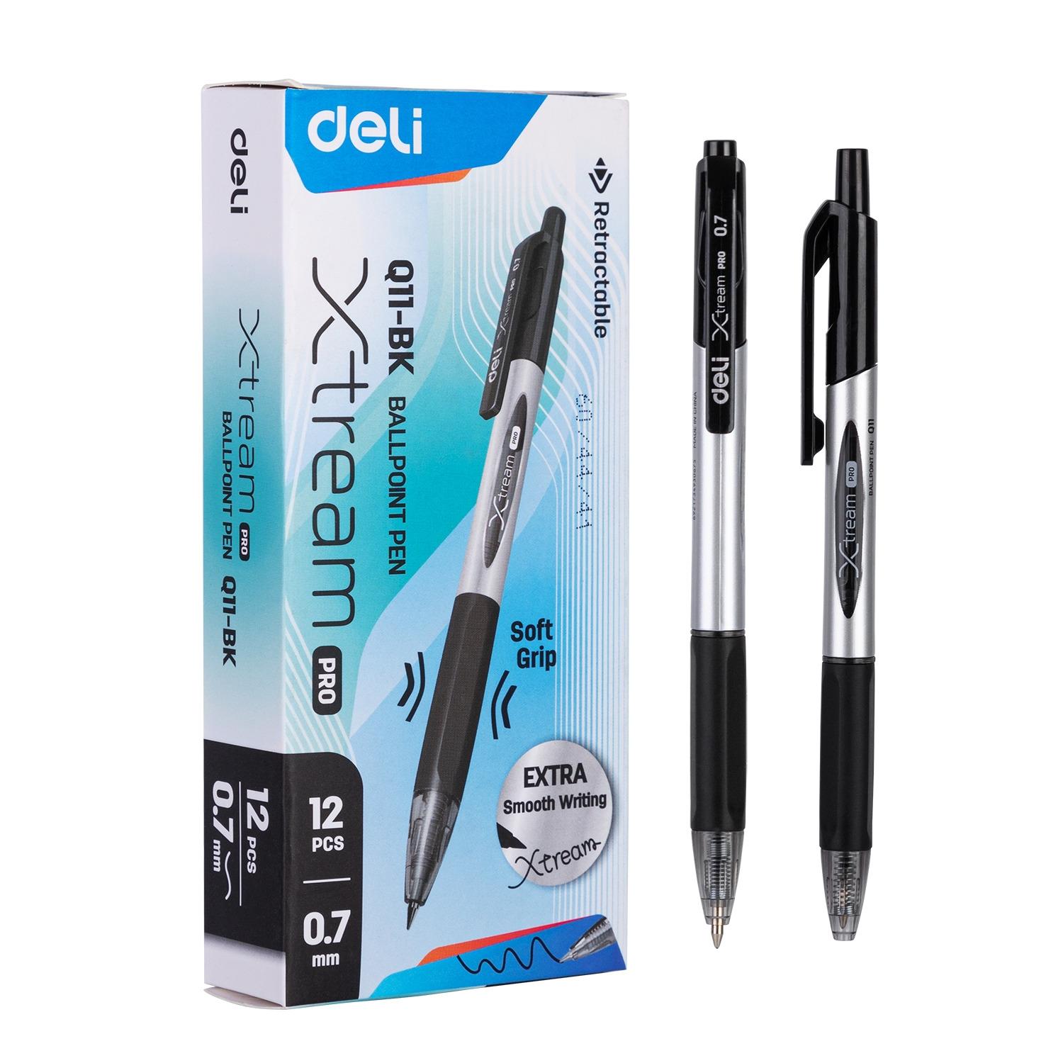 Deli boligrafo retractil Xtream agarre suave punta fina 0, 7mm negro