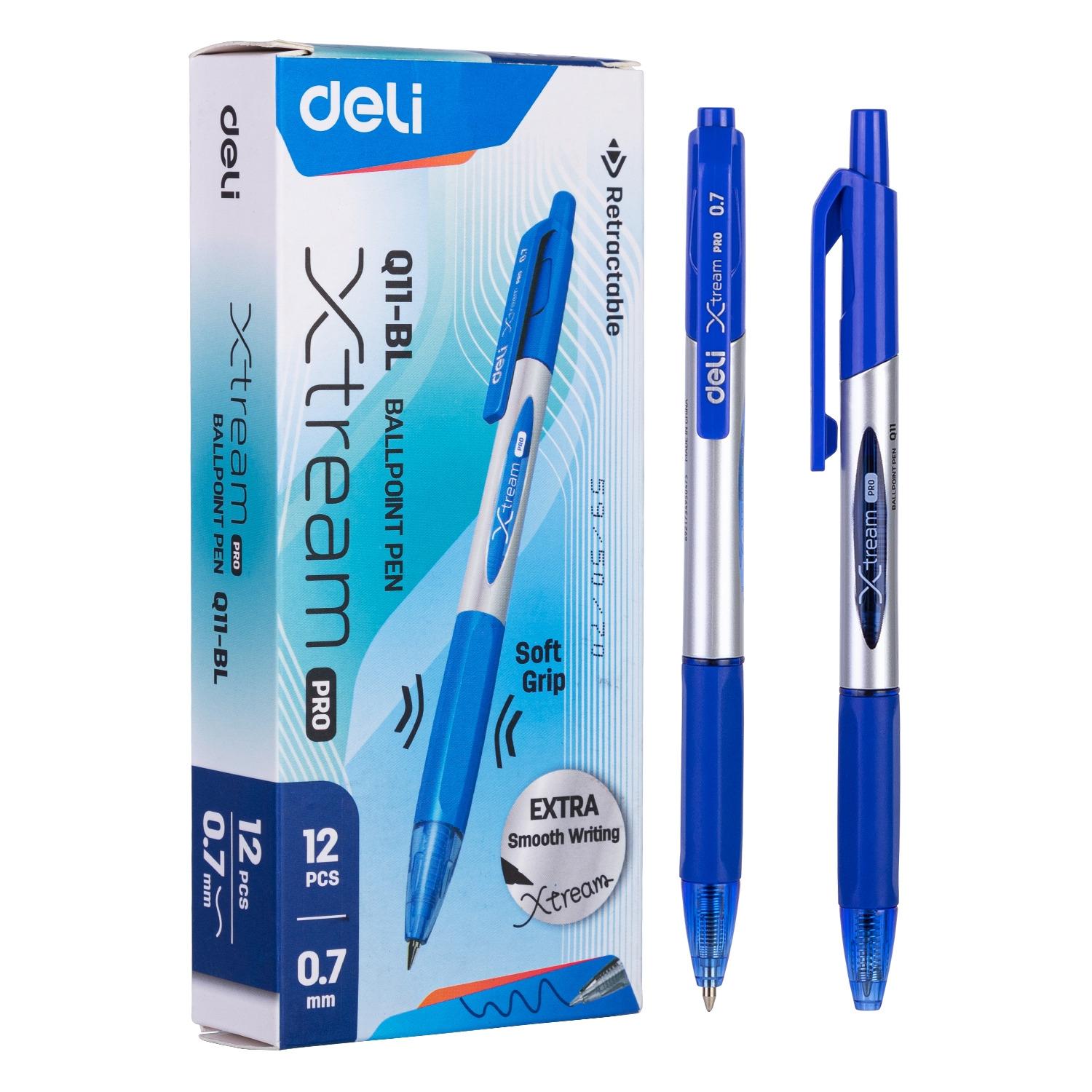 Deli boligrafo retractil Xtream agarre suave punta fina 0, 7mm azul