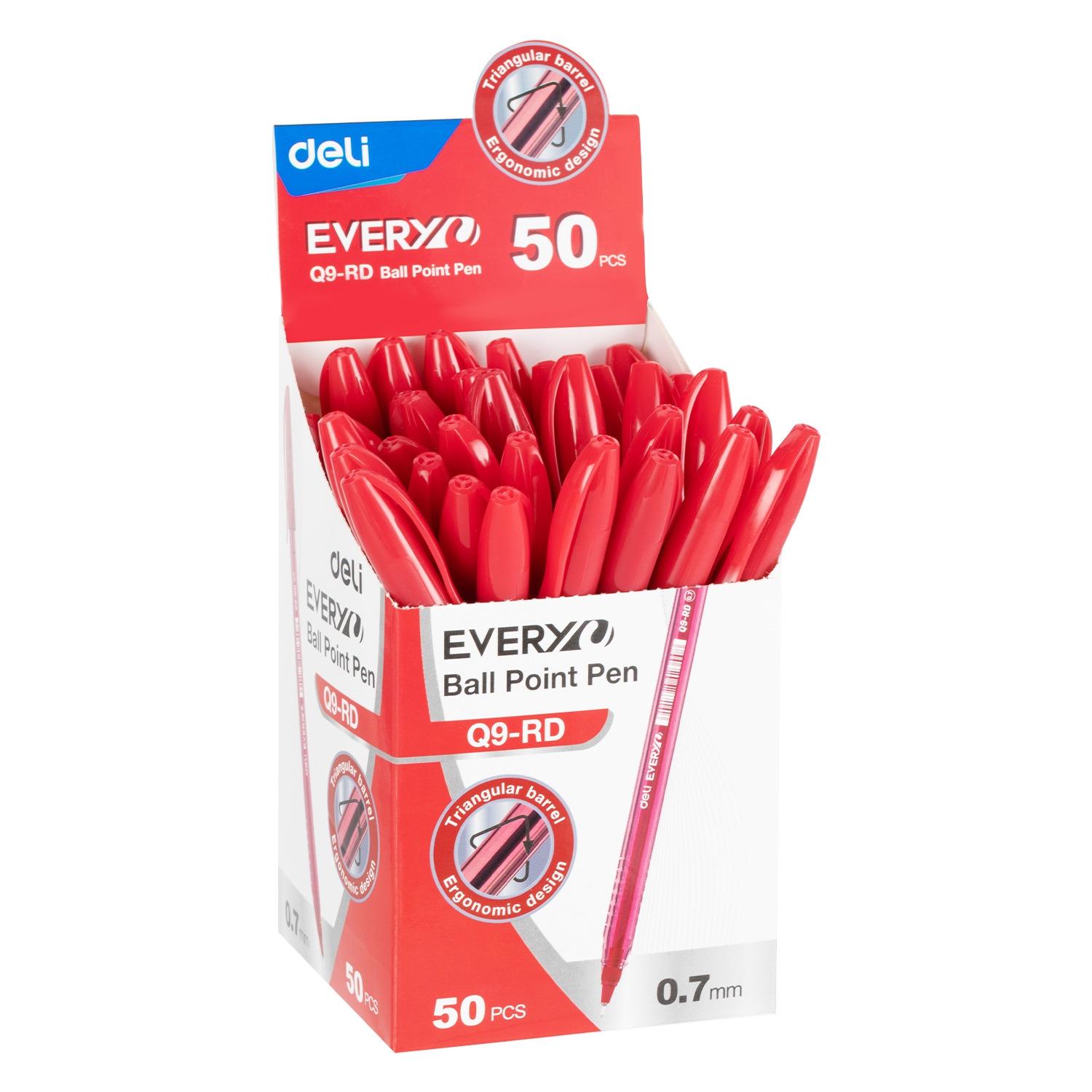 Deli boligrafo Everyu punta fina 0, 7mm rojo