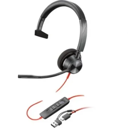 Microsoft Auricular Poly Blackwire 3310 para Teams + Adaptador Negro – USB-C
