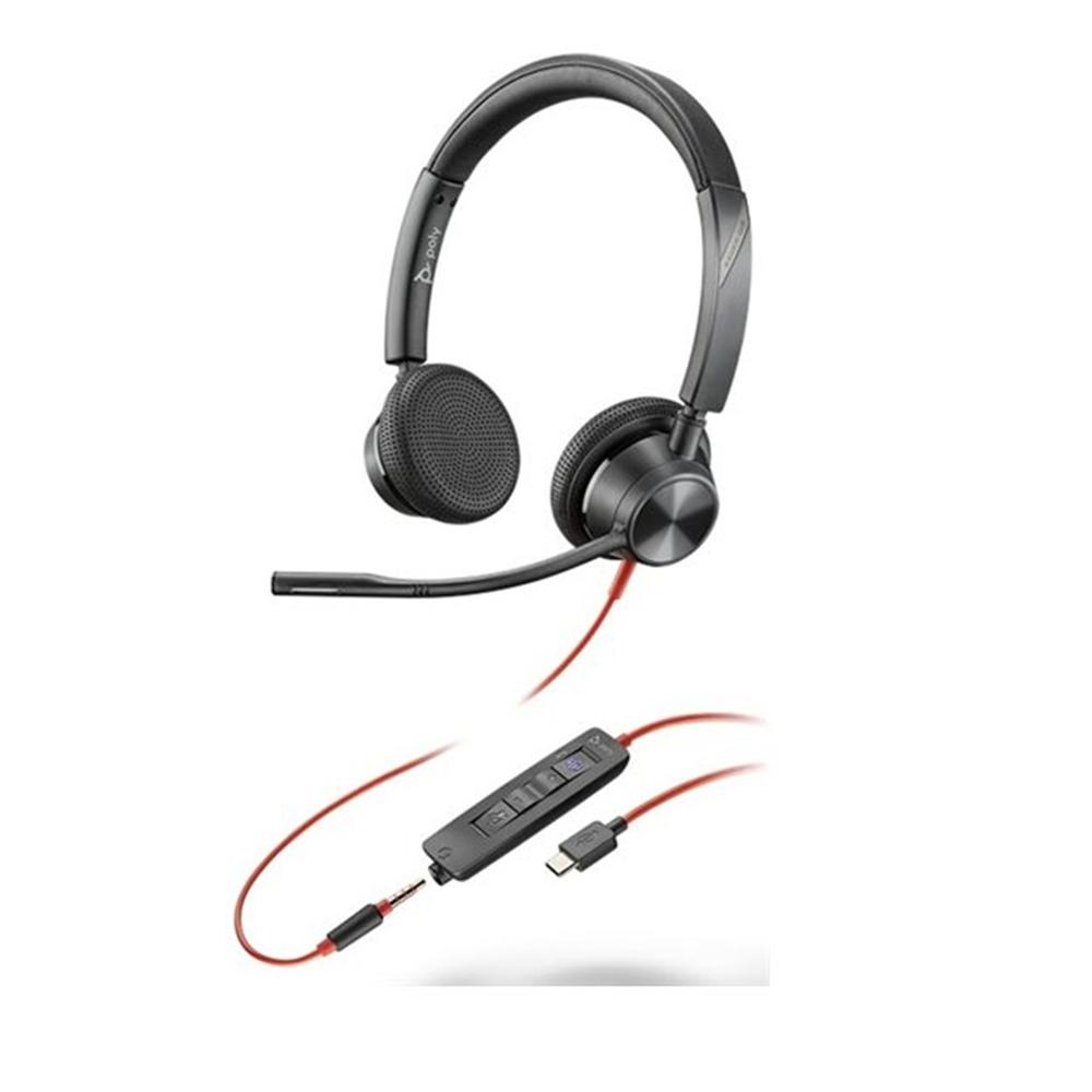 Microsoft Poly Blackwire 3225 para Teams + 3.5 mm + Adaptador – USB-C