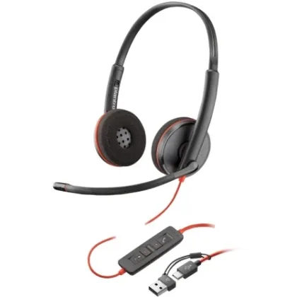 Auriculares Poly Blackwire 3220 + Adaptador Negro – USB-C