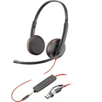 Auriculares Poly Blackwire 3225 + 3.5 mm + Adaptador – USB-C