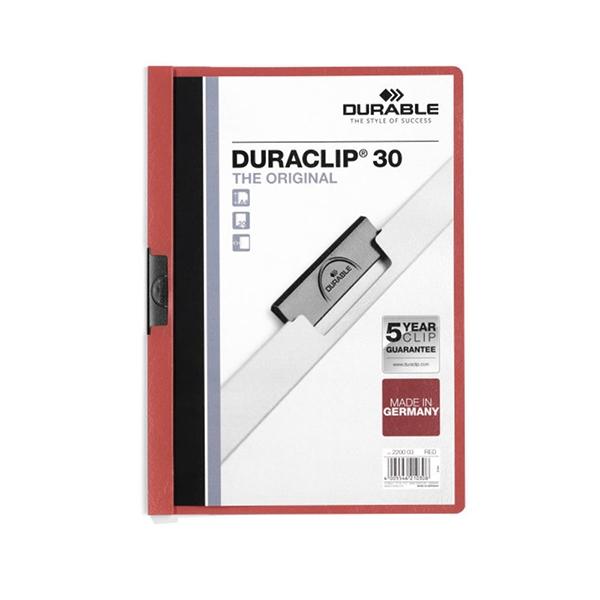 Durable Dosier con clip Duraclip - Pvc - A4 - 30 hojas - Color rojo