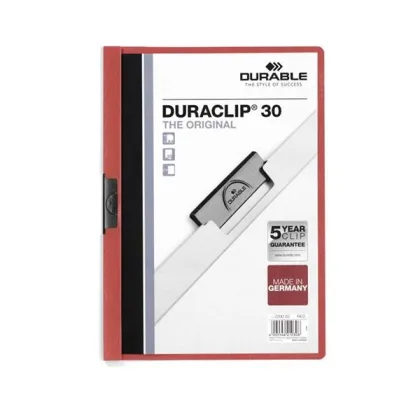 Durable Dosier con clip Duraclip - Pvc - A4 - 30 hojas - Color rojo