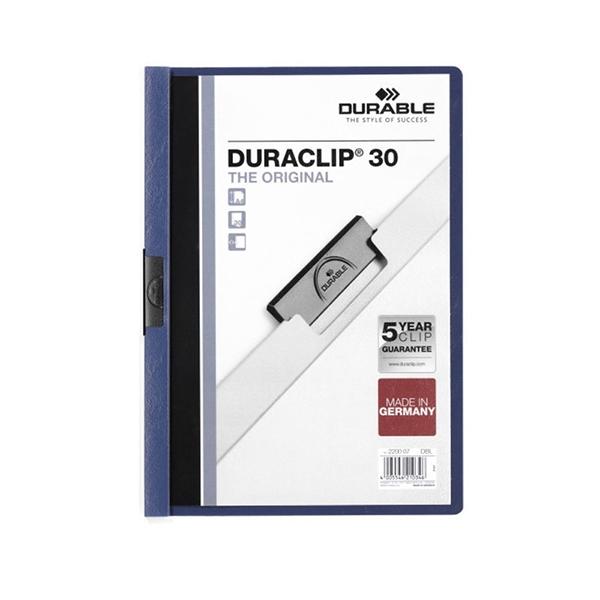 Durable Dosier con clip Duraclip - Pvc - A4 - 30 hojas - Color azul