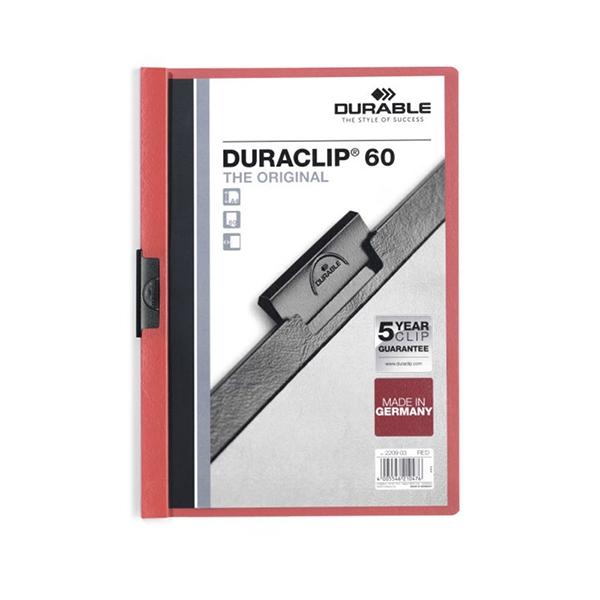 Durable Dosier con clip Duraclip - Pvc - A4 - 60 hojas - Color rojo